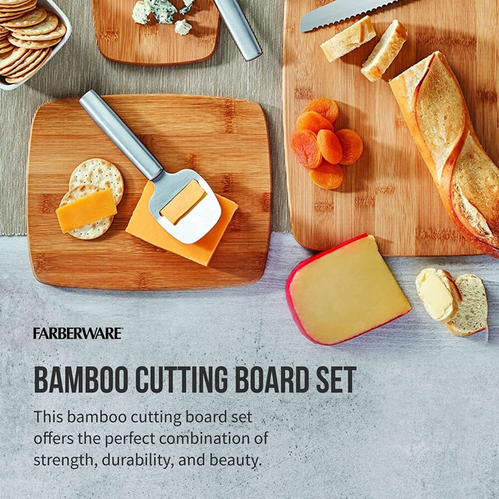 Farberware 3 Piece Kitchen Cutting Board Set Bamboo